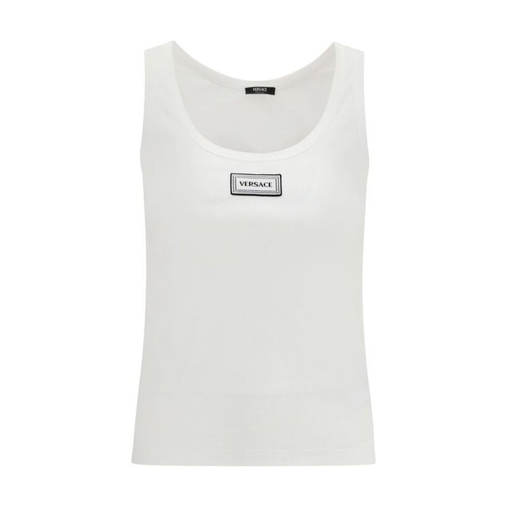 Versace White Cotton Tank Women's Tops